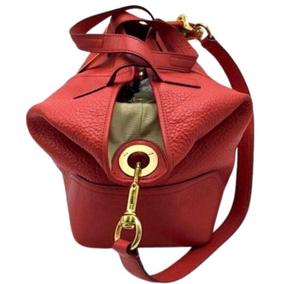COACH Luxe Hadley Tumbled Red Leather Oversized Carry-On Shoulder Bag Satchel - Picture 6 of 15